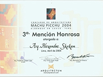 3a. Mencion Honrosa “MACHU PICCHU 2004”